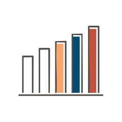 Fototapeta premium Hand drawn ascending bar chart representing growth and progress with colorful bars