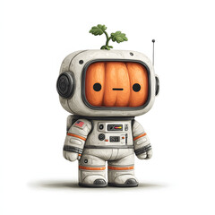 Fototapeta premium Cute Pumpkin Astronaut Character in Whimsical Space Theme