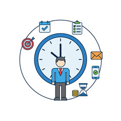 Illustration concept of a businessman with his schedule on a white background