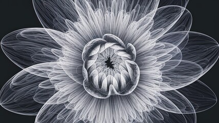 Ethereal Monochrome Fractal Flower