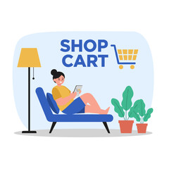 Fototapeta premium Illustration concept of purchasing a product with a digital wallet; a flat vector image isolated on a white background