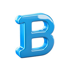 Obraz premium Shiny Blue Letter B 3D Render Illustration Glossy Font Element