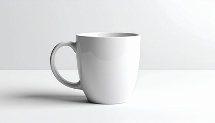Fototapeta premium A realistic studio mockup of a plain white ceramic cup, isolated on a clean white background