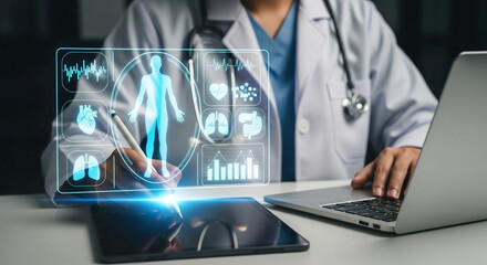 Doctor using AI in Healthcare, Medical Technology