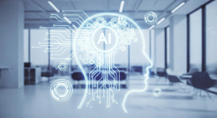 AI Brain Concept in Modern Office - Artificial Intelligence