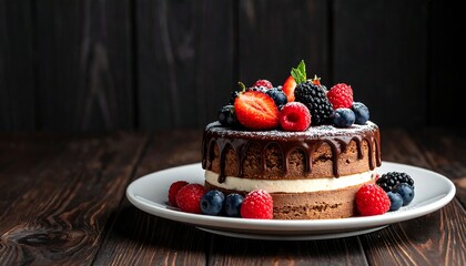 Chocolate cake with fresh berries