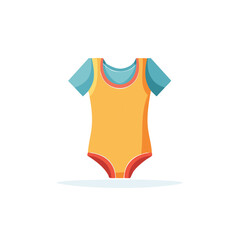 Colorful short sleeve gymnastics leotard for girls vector illustration