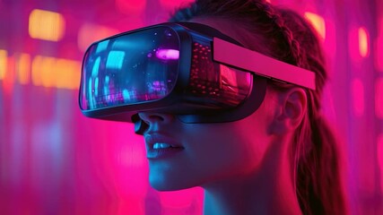 A person wearing a virtual reality headset, perfect for tech-related concepts or futuristic themes