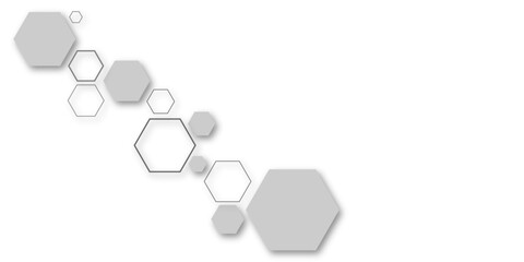 Abstract background with grey hexagon shapes and soft shadows, modern geometric pattern, minimal clean design for business, technology, corporate template, wallpaper, and creative layout.