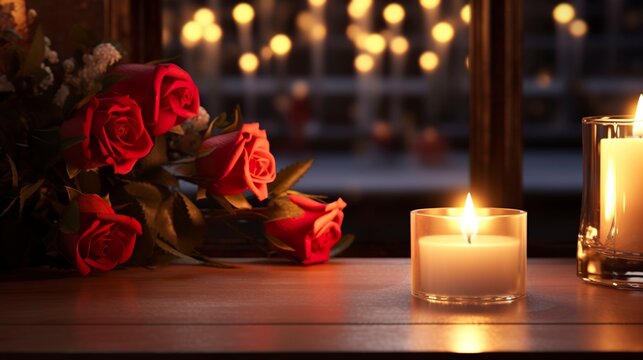 A photo of a romantic candlelight ambiance