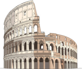 Vector, illustration, Colosseum, Roman building,