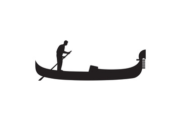 Fototapeta premium Gondola boat silhouette vector design Gondolier silhouette black boat art