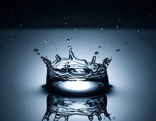 Captivating Water Crown Splash Frozen in Time with Elegant Droplets.