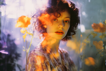 Portrait de jeune femme floral et po&eacute;tique