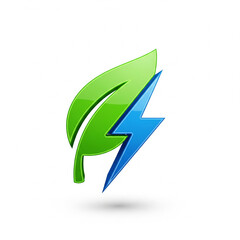 Eco-Friendly Energy Concept A Leaf and Lightning Bolt Symbolizing Sustainable Power