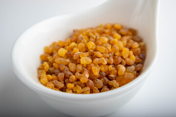 Frankincense or olibanum aromatic resin for incense and perfume cosmetic.