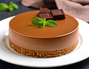 Chocolate cheesecake on a plate