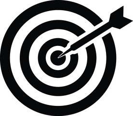 Archery target with arrow centered success goal achievement vector