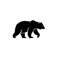 Silhouette of a walking bear, showcasing its body shape and features in a minimalist style.
