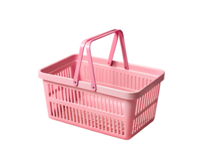 Pink plastic shopping basket with two handles on black background plastic basket pink basket