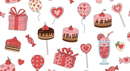 Naklejka premium A delightful collection of sweet treats and festive decorations perfect for celebrations.