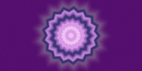 Abstract purple mandala kaleidoscope flower art on vibrant background