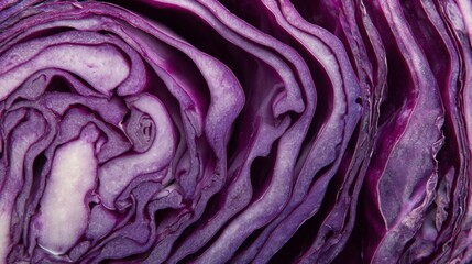 Red cabbage sliced to show vibrant purple layers