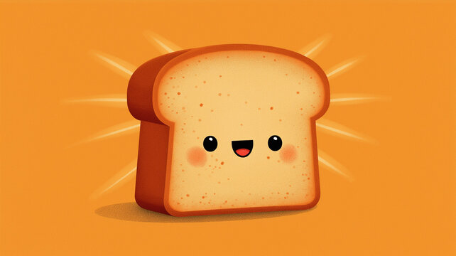 Smiling kawaii bread slice