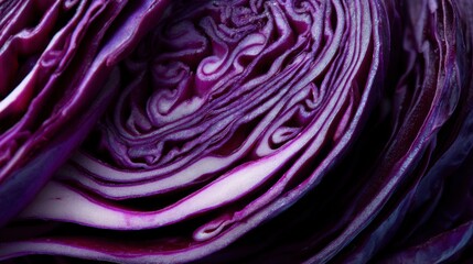 Obraz premium Red cabbage sliced to show vibrant purple layers