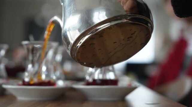 Turkish Tea (T&uuml;rk &Ccedil;ayı) in the Turkish Breakfast Video, &Uuml;sk&uuml;dar Istanbul, Turkiye (Turkey)