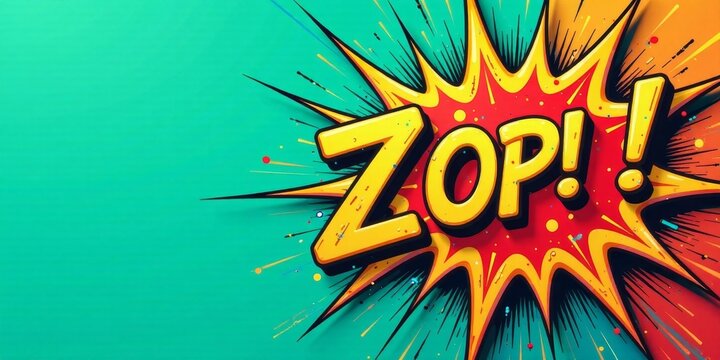 Dynamic Comic Book Style Zop Explosion with Vibrant Colors and Energetic Splashes