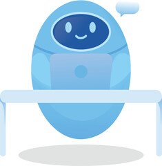 Robot Working at Desk with Bubble