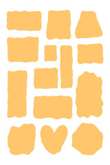yellow liquid shapes. Organic blobs. Hand drawn fluid bubbles. wavy spots, box set for comment text