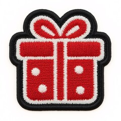 Patch, ChristmasGiftBox, GiftBoxPatch, EmbroideredGiftPatch, Sewing, Fabric, Embroidery, Weaving, Handmade, Textile, Stitching, Quilting, Applique, Pattern, Craft, Needlework, Thread, Yarn, Detailing,