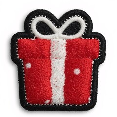 Patch, ChristmasGiftBox, GiftBoxPatch, EmbroideredGiftPatch, Sewing, Fabric, Embroidery, Weaving, Handmade, Textile, Stitching, Quilting, Applique, Pattern, Craft, Needlework, Thread, Yarn, Detailing,