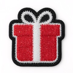 Patch, ChristmasGiftBox, GiftBoxPatch, EmbroideredGiftPatch, Sewing, Fabric, Embroidery, Weaving, Handmade, Textile, Stitching, Quilting, Applique, Pattern, Craft, Needlework, Thread, Yarn, Detailing,