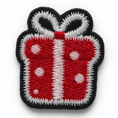 Patch, ChristmasGiftBox, GiftBoxPatch, EmbroideredGiftPatch, Sewing, Fabric, Embroidery, Weaving, Handmade, Textile, Stitching, Quilting, Applique, Pattern, Craft, Needlework, Thread, Yarn, Detailing,