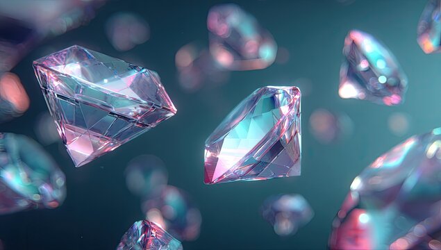 Floating iridescent diamonds