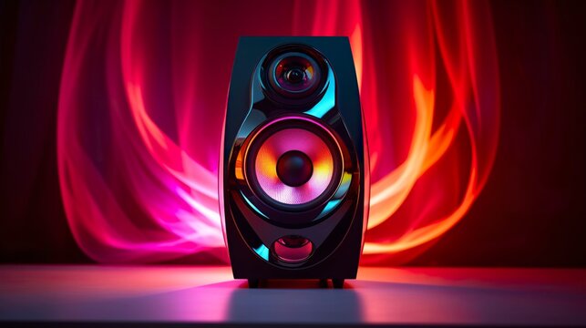 A photo of a speaker with glowing edges