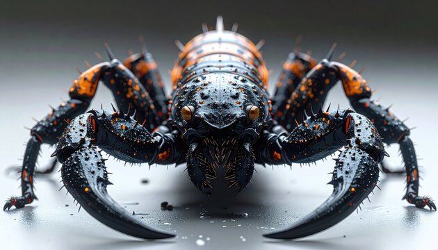 Detailed Futuristic Mechanical Scorpion Creature with Large Claws.