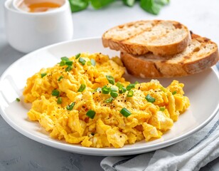 Scrambled eggs with toast