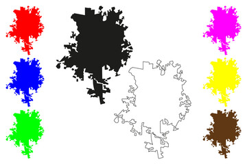 Aguascalientes city (United Mexican States, Mexico, Aguascalientes State) map vector illustration, scribble sketch Ciudad de Aguascalientes map