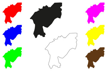 Vacoas-Phoenix city (Republic of Mauritius) map vector illustration, scribble sketch Vacoas Phoenix, Villes Jumelles map