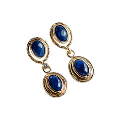 Oval Sapphire Gold Dangle Earrings Elegant Design 