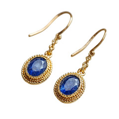 Oval Sapphire Gold Dangle Earrings Elegant Design 