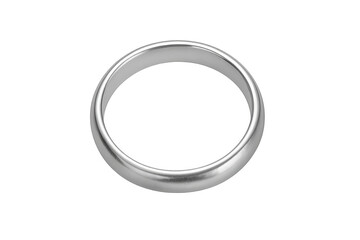 Silver wedding band floating on transparent background