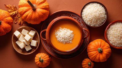 Abundant Pumpkin Soup and Pumpkin with Other Ingredients