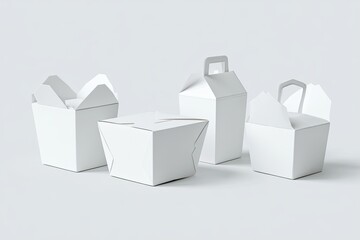 Several empty white food containers