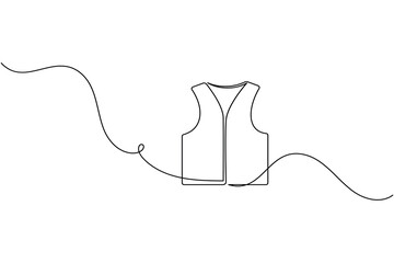 Obraz premium Life jacket continuous one line art drawing safety vest vector illustration