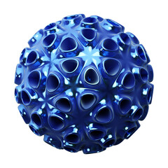 Abstract Blue Sphere with Hollow Geometric Pattern on Transparent Background Render